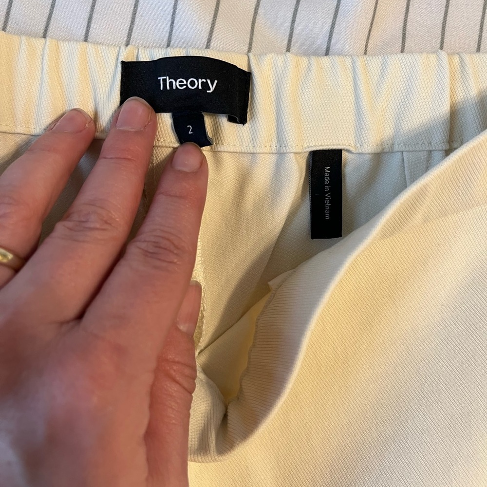 Theory Basic Pull-On Approach Twill Pants, Cream - image 3